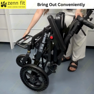 Aluminium Recline Lightweight Foldable Transit Wheelchair Flight Wheelchair for Travel Elderly Disable
