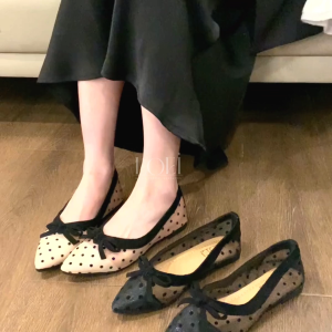LOEI Melika Sepatu Fashion Ballerina Terbaru Flatshoes Polkadot Pita 2 Type 7644