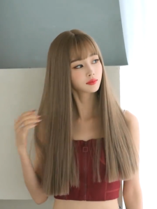 LOVE&HOME 60cm wig female straight hair black long straight hair natural air bangs fluffy wig Wig woman natural full head cover wig