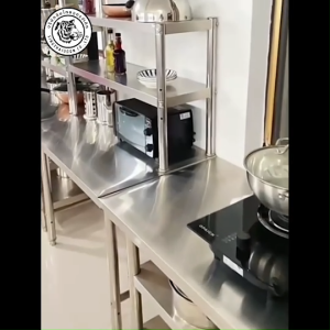 SINGTHAI (พร้อมส่ง) โต๊ะวางเตาแก๊ส ชั้นวางเตาแก๊ส ที่วางเตาแก๊ส 2 หัว สแตนเลสทั้งชุด ประกอบง่าย เคลื่อนย้ายสะดวก ทนทาน