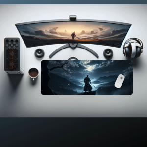 DESKMATEC Gaming Mouse Pad Moonlit Samurai Extra Large Desk Mat (80x30cm)