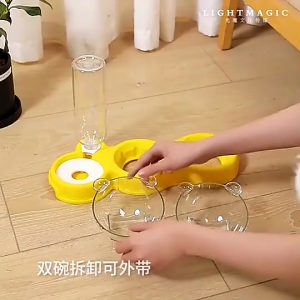 【COD】3IN1 Pet Cat Dog Bowl Feeder Food Water Kucing Dispenser Drinker Double Bowl Dispenser  Auto Mangkuk Makanan Kucing