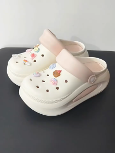 STOMPION Korean Sandals For Women Clogs For Women Slippers Platform Sandals White Sandals 5CM