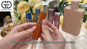 ABTravel 5ml Perfume Atomizer Bottom Pressed Refillable Perfume Bottle Reusable Spray Dispenser Travel Mini Leather Design Silver Trim (5ml) Aluminum Alloy Perfume  Dispenser