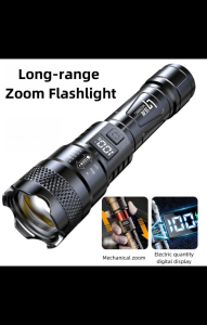 Senter Super Terang Portabel Zoom Battery Level Display