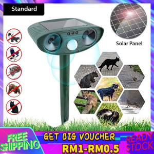 【Malaysia Spot Sale】Outdoor solar rat repeller with motion sensor and flashing light Ultrasonic bird repeller Animal Snake repeller Dog repeller Cat repeller for garden patio