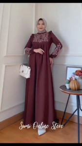 Arabella Maxi Dress Gamis Kondangan Big Size Polos (Size S M L XL XXL XXXL 5L Jumbo)