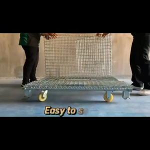 (WITH WHEELS and WITHOUT WHEELS) Foldable Cage Galvanized Steel Wire Mesh Rolling Heavy Storage Pallet Cage/ Mesh Box/ Wire Container For Warehouse / STORAGE CAGE / FRUIT CAGE / BOX CAGE / CAGE FOR SUPERMARKET / STORAGE CAGE WITH WHEELS 50X50 OPENING