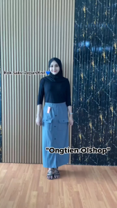 Nagita Rok Cargo knit kantong depan bahan knit ful kancing depan