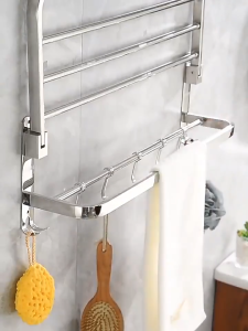 WINGS 304 Stainless Steel Bathroom Towel Rack Foldable Wall Mounted Toilet  Accessories Bathroom Organizer