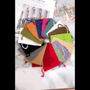 Linen Drawstring Bag Pouch Bag Jewellery Bag Gift Linen Bag Beg Guni Uncang Emas