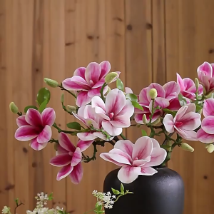 Hoa mộc lan giả 1 cành 3 bông 56cm cao cấp trang trí nhà cửa phòng khách decor cửa tiệm hoa để bàn thờ