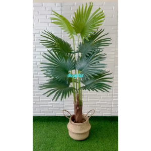 Pohon Hias Tanaman Artificial Palem Sadeng T160 Latex Cover Pot Anyaman Purun Belly Dekorasi Rumah Aesthetic