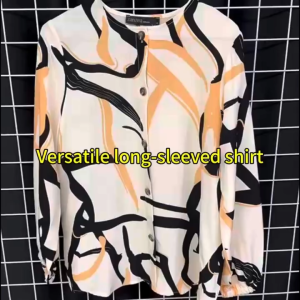 Women Muslim Long Sleeves Shirt Puff Sleeves Round Neck Fashion Printing Baju Perempuan