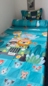 Seprei Motif Karakter Dengan Sarung Bantal dan Guling - Rabit Bunny & Doraemon