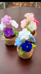 Chậu hoa len mini làm quà tặng