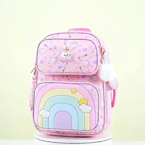 Rainbow Unicorn School Bag for Kids Girls Large Capacity Waterproof Kawaii Printed Design for Primary Elementary Student