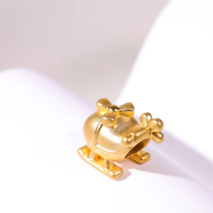 Chow Sang Sang 周生生 Charme Mini Lovely Tales 999 Gold Cute Helicopter Mini Charm 92450C (Bracelet Not Included)
