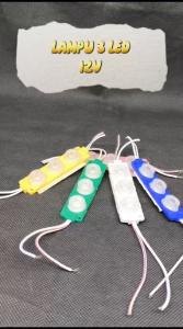 Lampu LED Module Bak Lampu Modul Strip Variasi Motor Mobil Truk Pick Up Bak Belakang COB 3 Mata 3x1 Fuso Putih Merah Hijau Kuning Biru Pink Besar 12 Volt 3 Watt