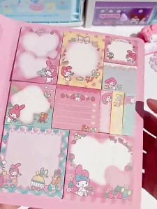 Kawaii Cute Sanrio Convenience Book Mymelody Kuromi Hellokitty Note Book Cute Paste Notepad Stationery Student Stationery