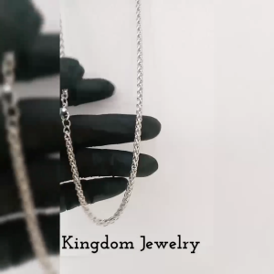 KINGDOM JEWELLRY Cool mens necklace Titanium Silver box chain is rust-resistant and does not fade kalung pri terbaru dan terlaris titanium anyam Bulat kalung titanium silver pria