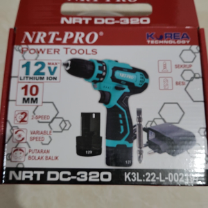 Mesin Bor Portable Baterai Cordless Drill 320 DC 10mm 12V NRT Pro Power Tools