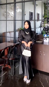 Dress Elora Satin Silk Premium Baju Fashion Wanita Pesta Kondangan Wisuda Slim Body Fit Duyung Gamis Lebaran Bridesmaid