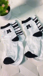 FSKS128 Kaos Kaki Panjang Wanita Setinggi Betis Kaos Kaki Hitam Putih Perempuan Cantik Kaos Kaki Cewek