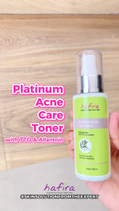 Toner Platinum Acne Care by Hafira Skincare. Penyegar yang mampu mengangkat kotoran dalam pori-pori dan mencegah timbulnya acne. AMAN untuk BUMIL BUSUI ORIGINAL BPOM HALAL