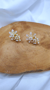 Ready Stock SG Petite Pearlie Sunflower Stud Earrings Summer Style Natural Stone Earrings