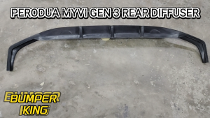 PERODUA MYVI GEN3 V1 REAR DIFFUSER PU 2017 2018 2019 2020 2021 MATERIAL PUR WITHOUT PAINT