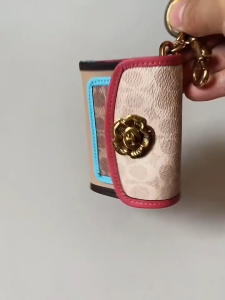 Coach for Women PVC Super Mini Key Holders Bags Authentic Original 4416 1616 Tabby Series Card Bags Pendant Keychain Classic Card Coin Wallet Size 11*3*7cm。