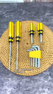 JE.ID Obeng Set Kunci L isi 9 pcs - Obeng Tools isi 9 pcs Obeng + Kunci L Murah 1 Set Kunci L Hexagonal Pillers 9 in 1 Screwdriver With Hex Key Repair Tool Presisi Tahan Lama Obeng Praktis Mudah Digunakan