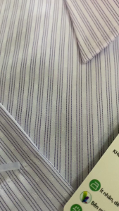 VIỆT TIẾN SALE - Áo Sơ Mi VIETTIEN  Tay Ngắn Trắng - Sọc Tím  Họa Tiết Sọc Dọc Form Regular Lai Bầu Chính Hãng