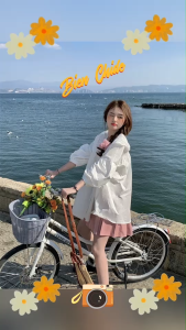 TW20882  เสื้อแขนยาวเกาหลี แต่งปกฉลุขาว ..