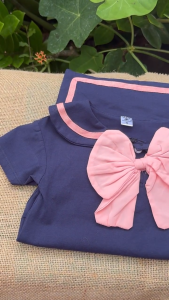Bodysuit thủy thủ đính nơ cổ cực yêu cho bé gái 5-12kg chất thun cotton mềm mịn