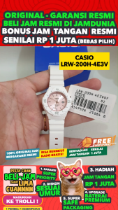CASIO ORIGINAL - CASIO LRW-200H-4E3V - Casio Analog - New - WOMEN - Putih - Strap Resin Band - Jam dunia JD19ST # Jam Tangan Wanita Cewek Anti Air Digital Analog + CASIO LRW 200H 4E LRW-200H 200 H LRW200 LRW-200 LRW200H LRW-200H-4E $ WR1 STR KC7