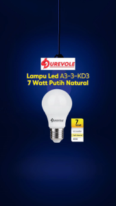 Durevole Lampu Bohlam Led A3-3-KD3 7 Watt Putih Natural