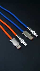 3 IN 1 180°New USB Fast Original  Charging Data 6A 120W Zinc alloy  Cable Android Huawei OPPO XiaoMi  Iphone Micro USB Type-C Charging Cable