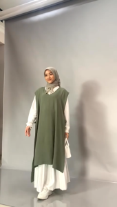 Shabiyan 461 Long Outer Vest Sleveless Crinkle Airflow