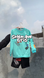 Amspro - Setelan Anak Laki-laki Baju Anak Kaos Oversize Pakaian Santai Qris Kids Trendi Kasual Terbaru