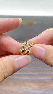 Original 916 Gold Diamond Love Earrings for Women