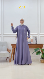 Dress Terbaru Baju Gamis Wanita Polos Lengan Kancing Busui Friendly Abaya set basic dress Dhisty by ZNR Muslimah