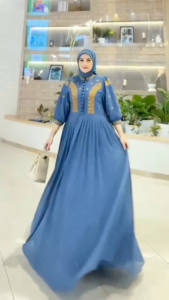 COD Azizah Dress BUSUI Ceruty Babydoll Bordir Gamis Wanita Terbaru 2024 Mewah Dress Kekinian Murah