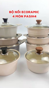 Bộ Nồi Đáy Từ Chống Dính 4 Món Ecoramic PASIH4 (24-22-20-18 cm)