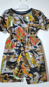 Baju Kaos Setelan Anak Laki Laki Full Print Karakter Kartun Excavator Lucu Import Umur 1 - 10 Tahun