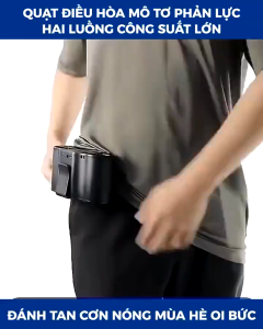 Quạt đeo cổ mini đeo hông pin siêu trâu quạt đeo thắt lưng quạt kẹp tích điện lửng 2 luồng 4 cấp độ