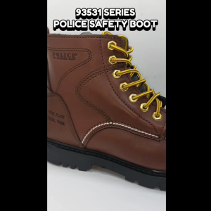 93531 SERIES POLICE PREMIUM LEATHER SAFETY BOOT MENS HEAVY DUTY SAFETY BOOT KASUT KERJA BOOT LELAKI LACE UP BOOT