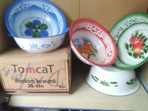Baskom Enamel kembang 35cm - 30cm / TOMCAT / Enamel