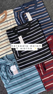 LOVY OVERSIZED STRIPED LENGAN BALON TSHIRT ATASAN KAOS SALUR GARIS WANITA TERBARU BY DELOZA